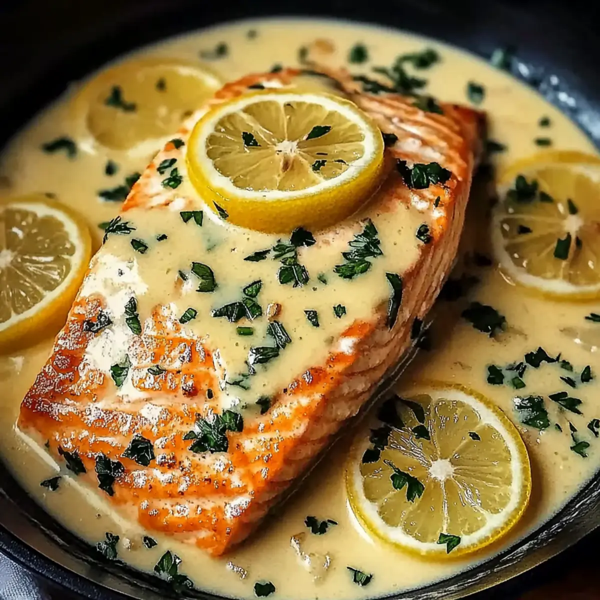 Creamy Lemon Garlic Salmon Piccata