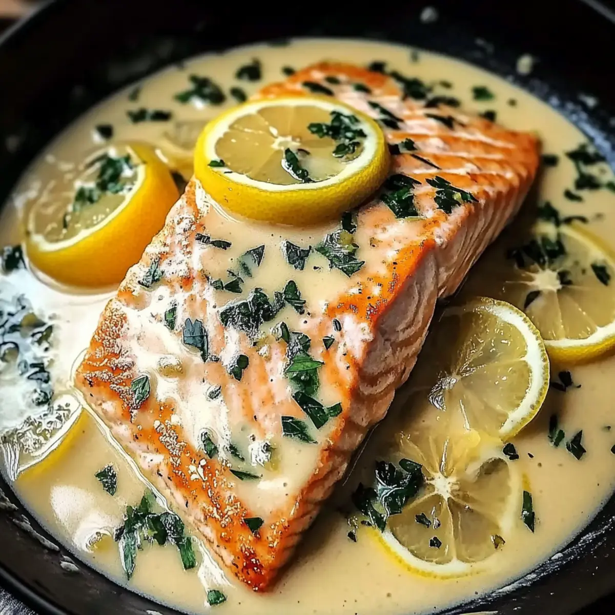 Creamy Lemon Garlic Salmon Piccata