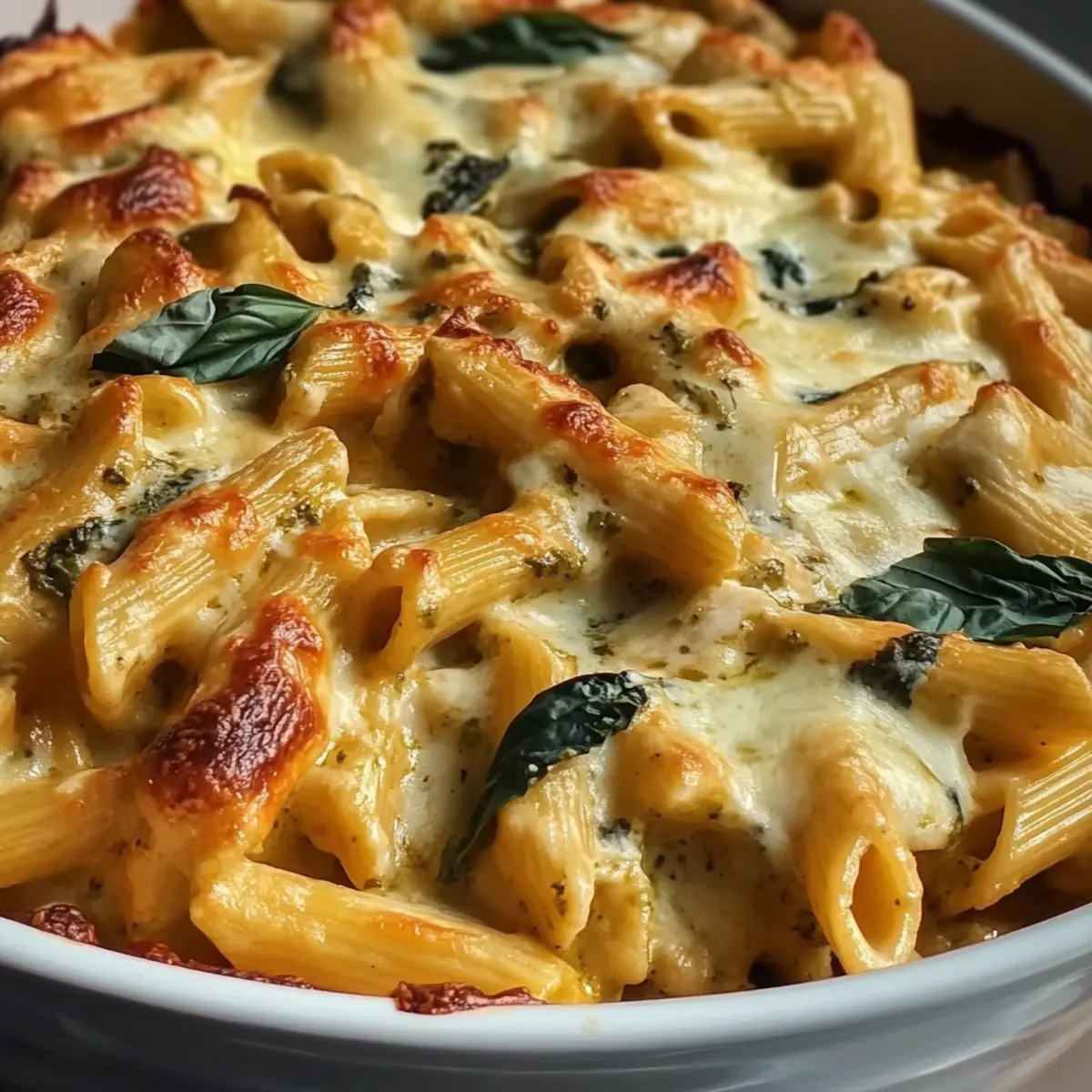 Creamy Pesto Chicken Pasta Bake