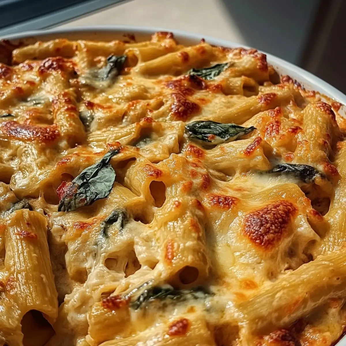 Creamy Pesto Chicken Pasta Bake