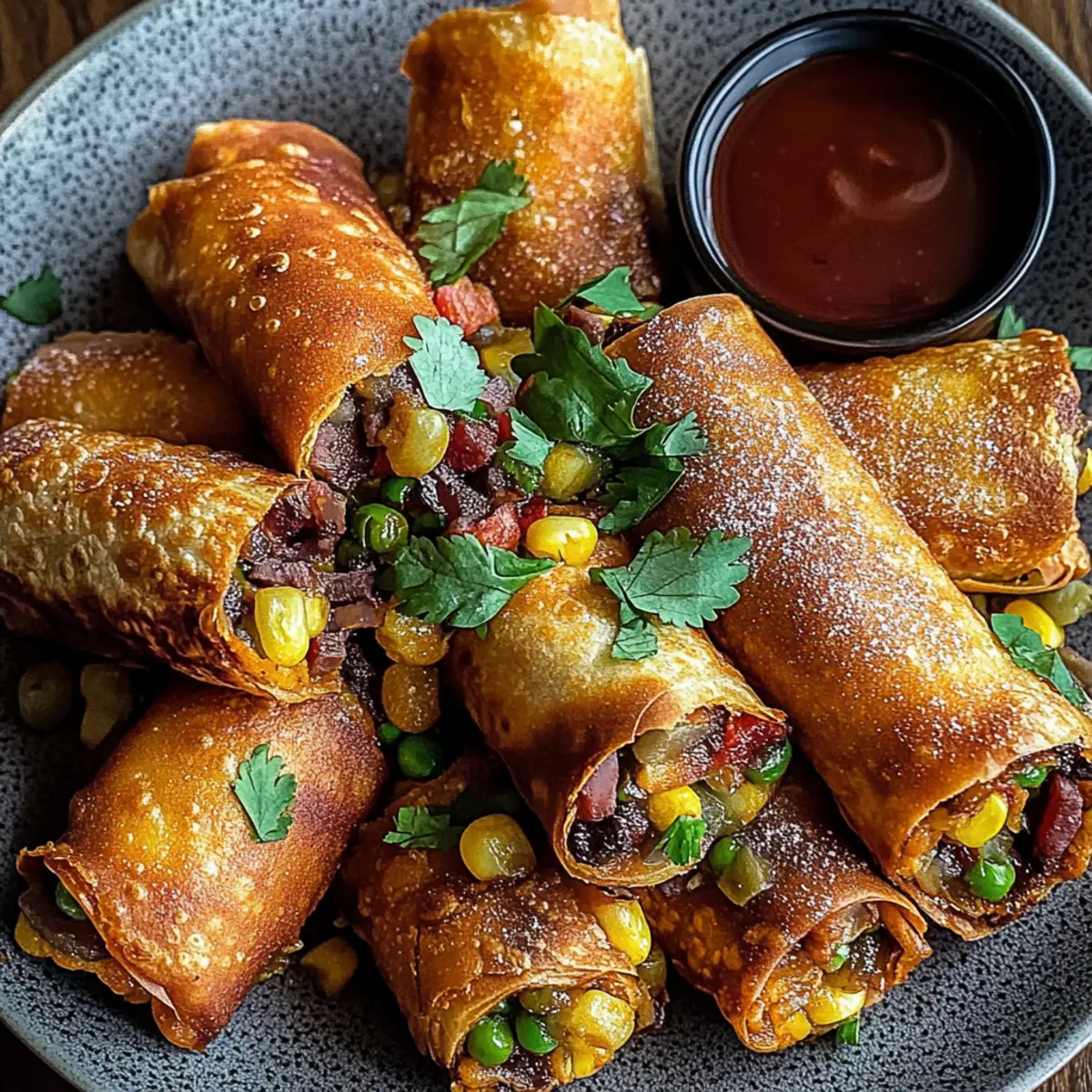 Crispy Baked Southwest Chicken Eggrolls with Spicy Dipping Sauce