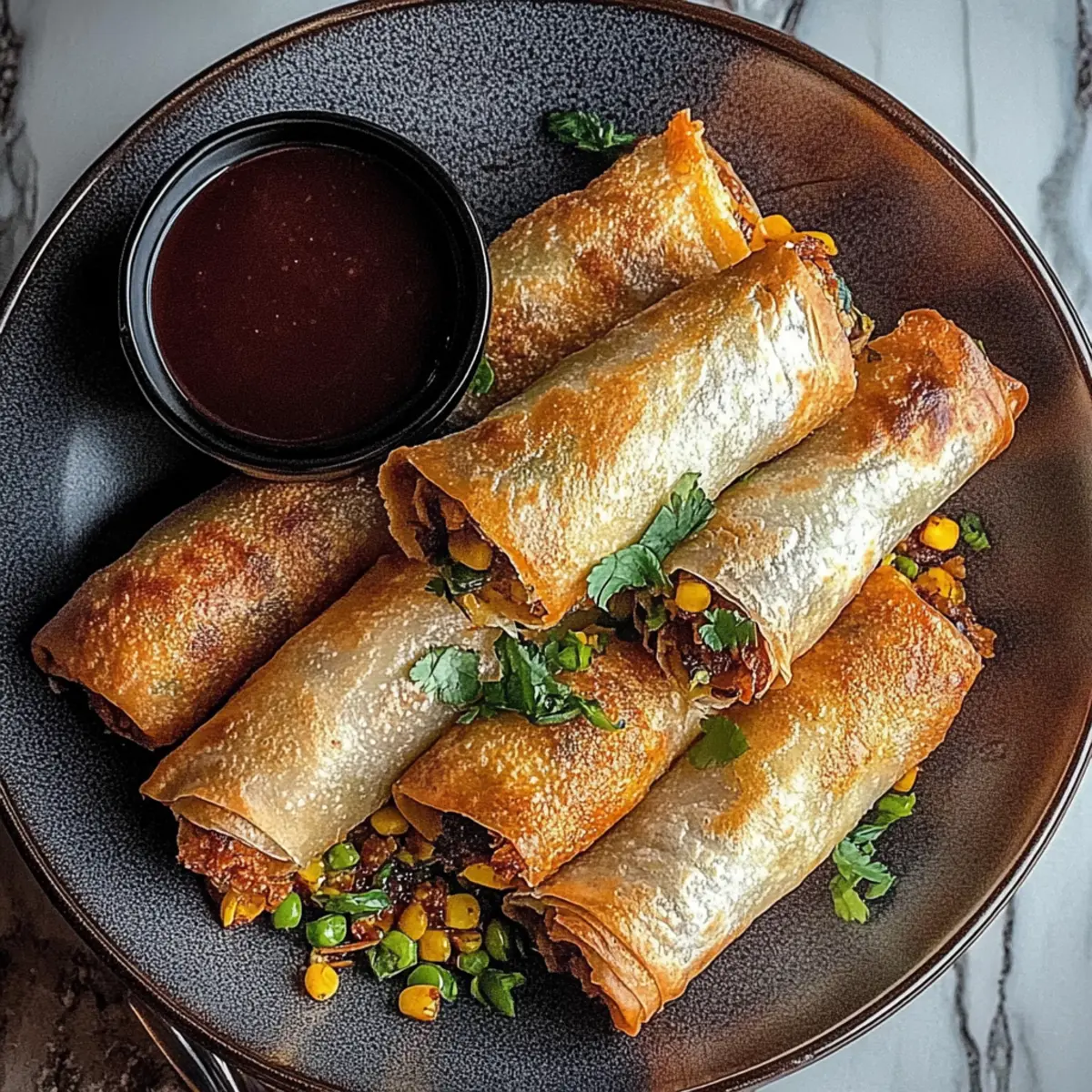 Crispy Baked Southwest Chicken Eggrolls with Spicy Dipping Sauce