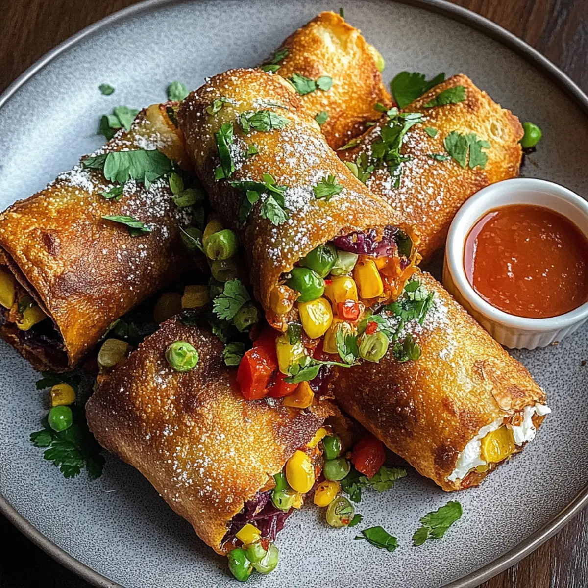 Crispy Baked Southwest Chicken Eggrolls with Spicy Dipping Sauce