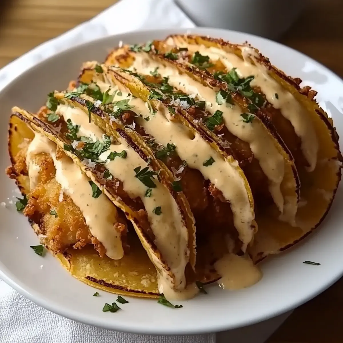 Crispy Chicken Alfredo Tacos