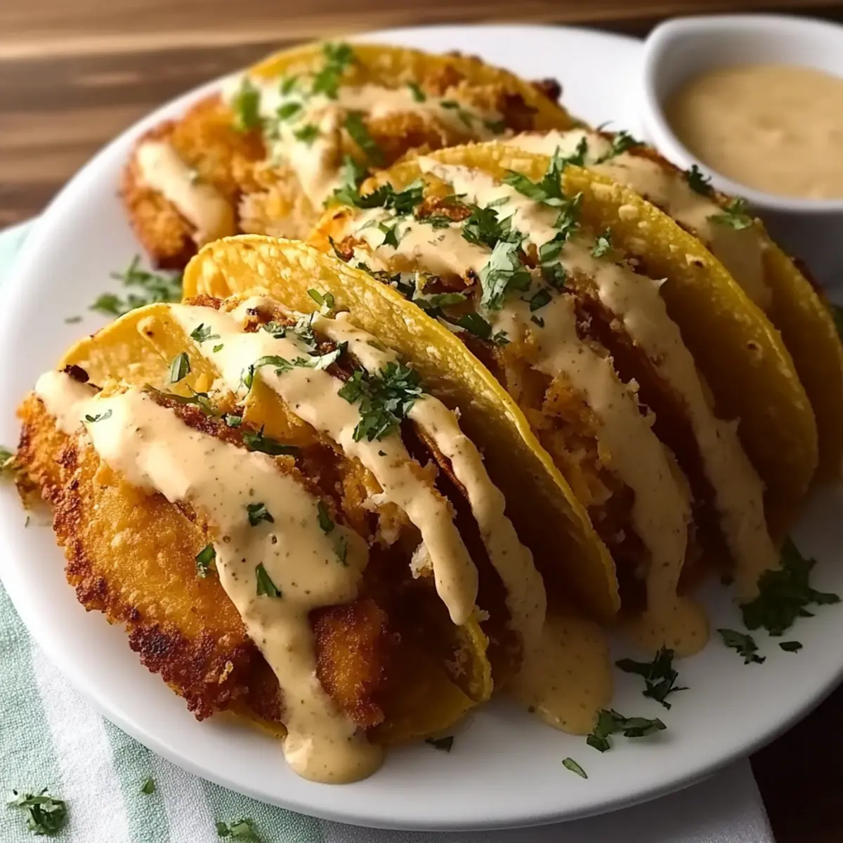 Crispy Chicken Alfredo Tacos