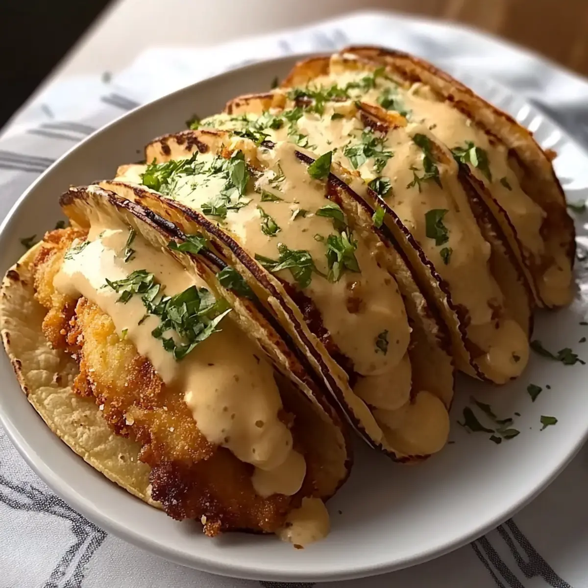 Crispy Chicken Alfredo Tacos