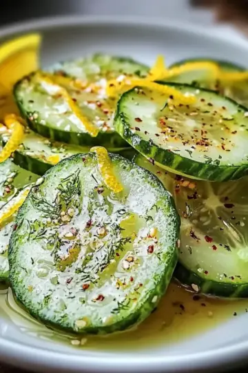 Crispy Cucumber Snack with Tangy Lemon Drizzle