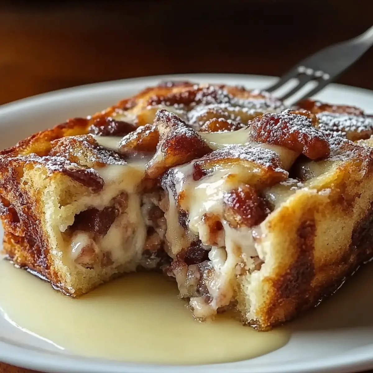 Festive Cinnamon Swirl Eggnog Bread Pudding
