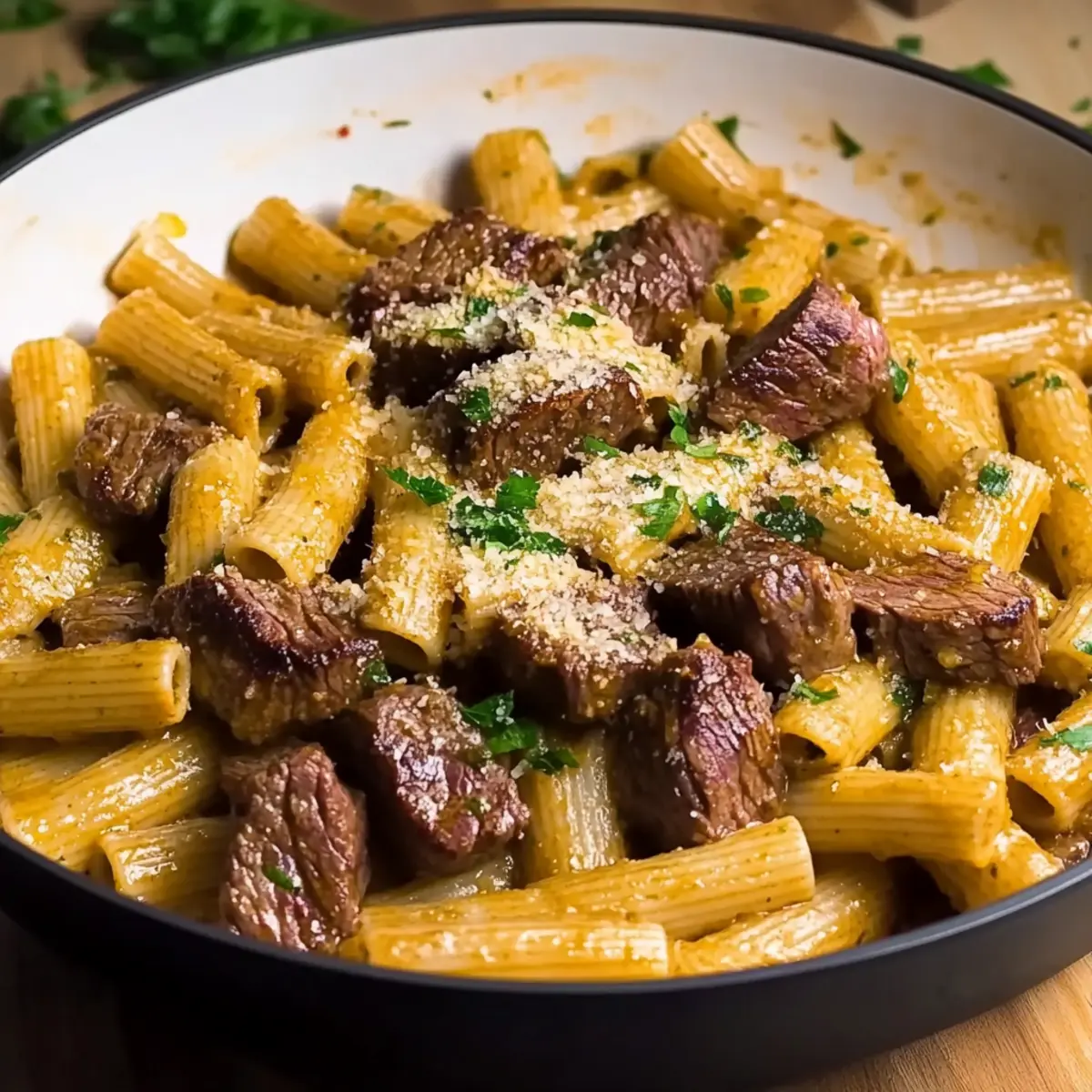 Garlic Butter Steak Rigatoni