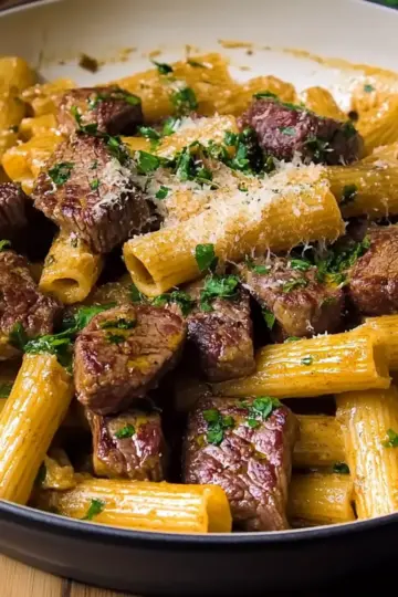 Garlic Butter Steak Rigatoni