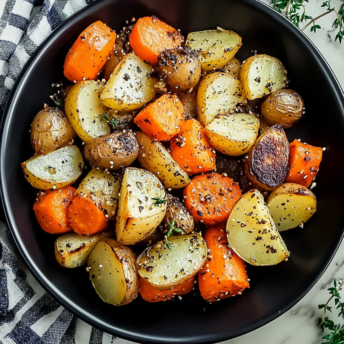 Garlic Herb Roasted Potatoes, Carrots, and Zucchini