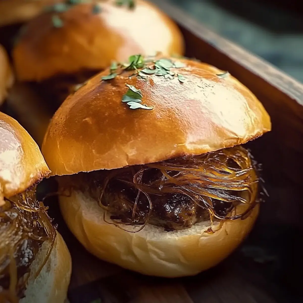 Garlic Pulled Beef Sliders