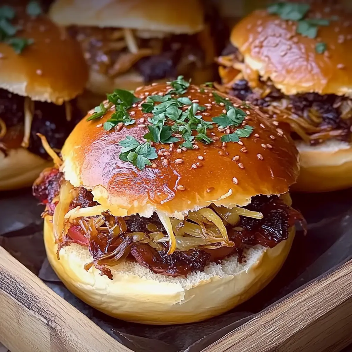 Garlic Pulled Beef Sliders