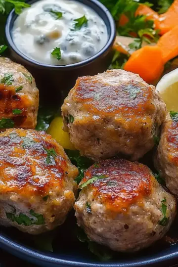 Greek Turkey Meatballs with Tzatziki