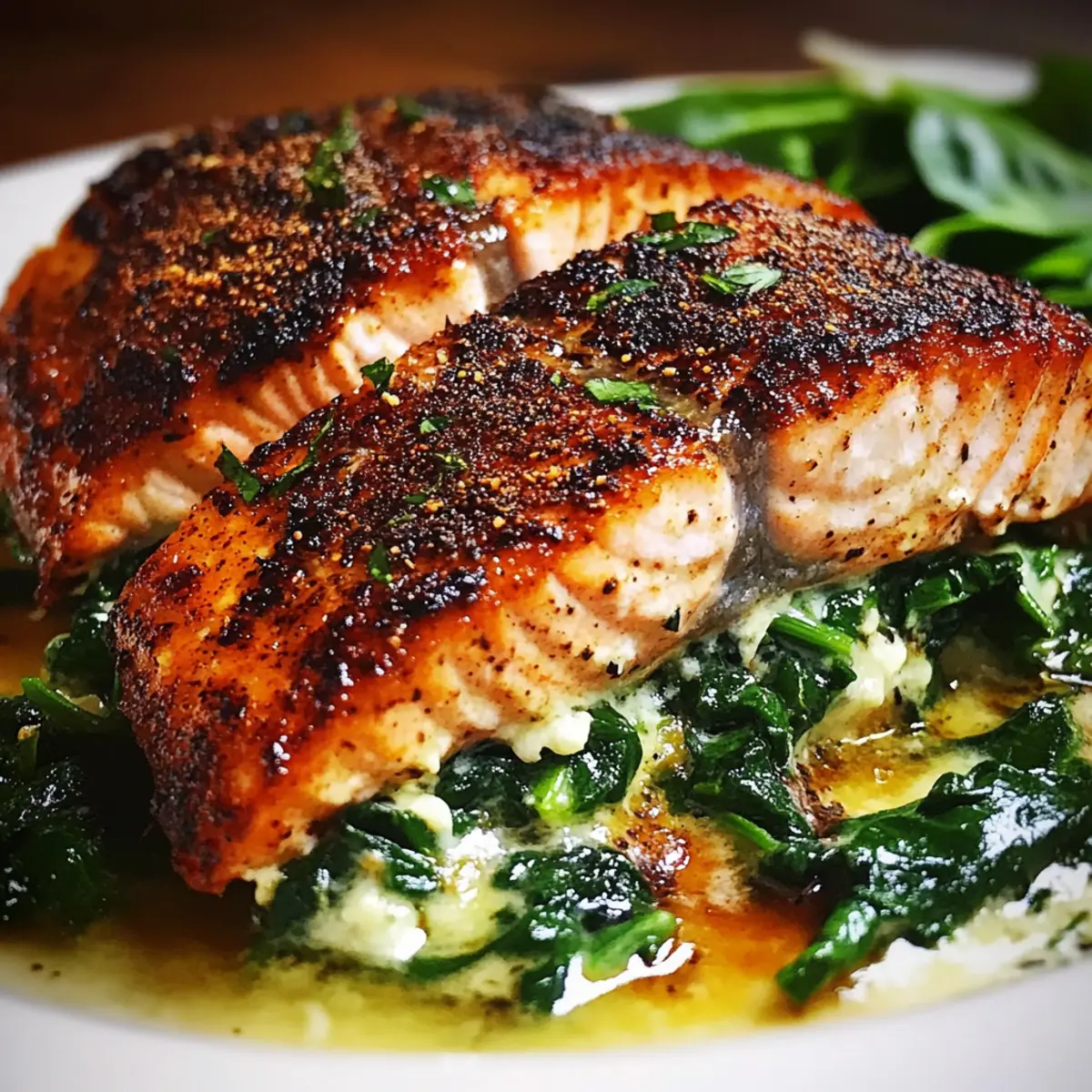 Healthy Blackened Salmon with Spinach & Parmesan Filling