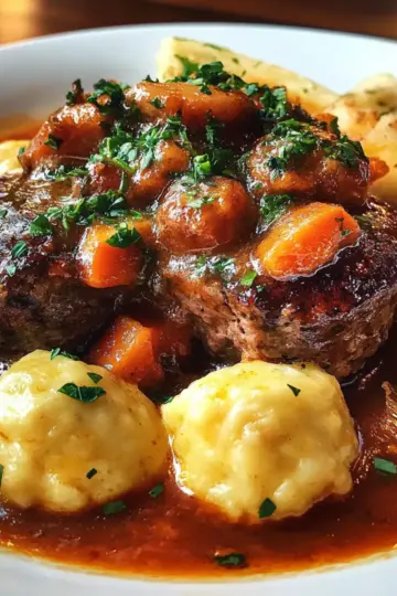 Hearty Beef Stew with Cheddar Herb Dumplings