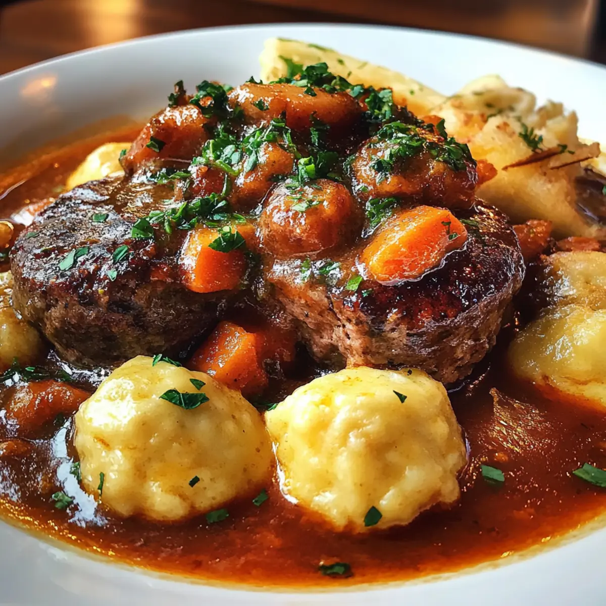 Hearty Beef Stew with Cheddar Herb Dumplings