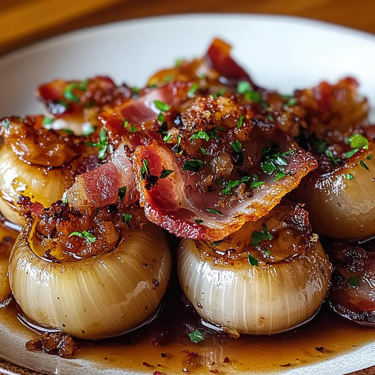 Honey-Glazed Shallots with Crispy Bacon