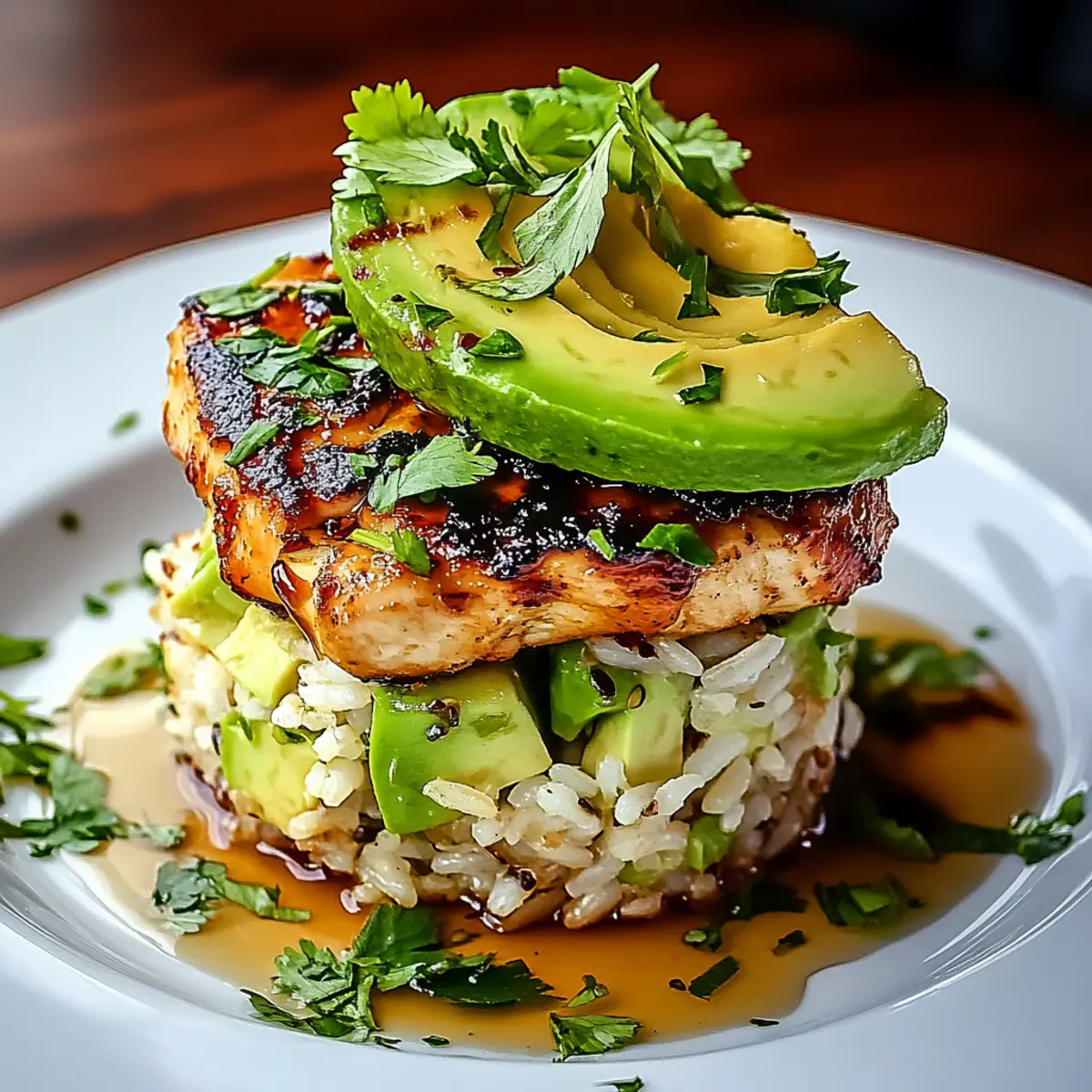 Honey Lime Chicken & Avocado Rice Stack
