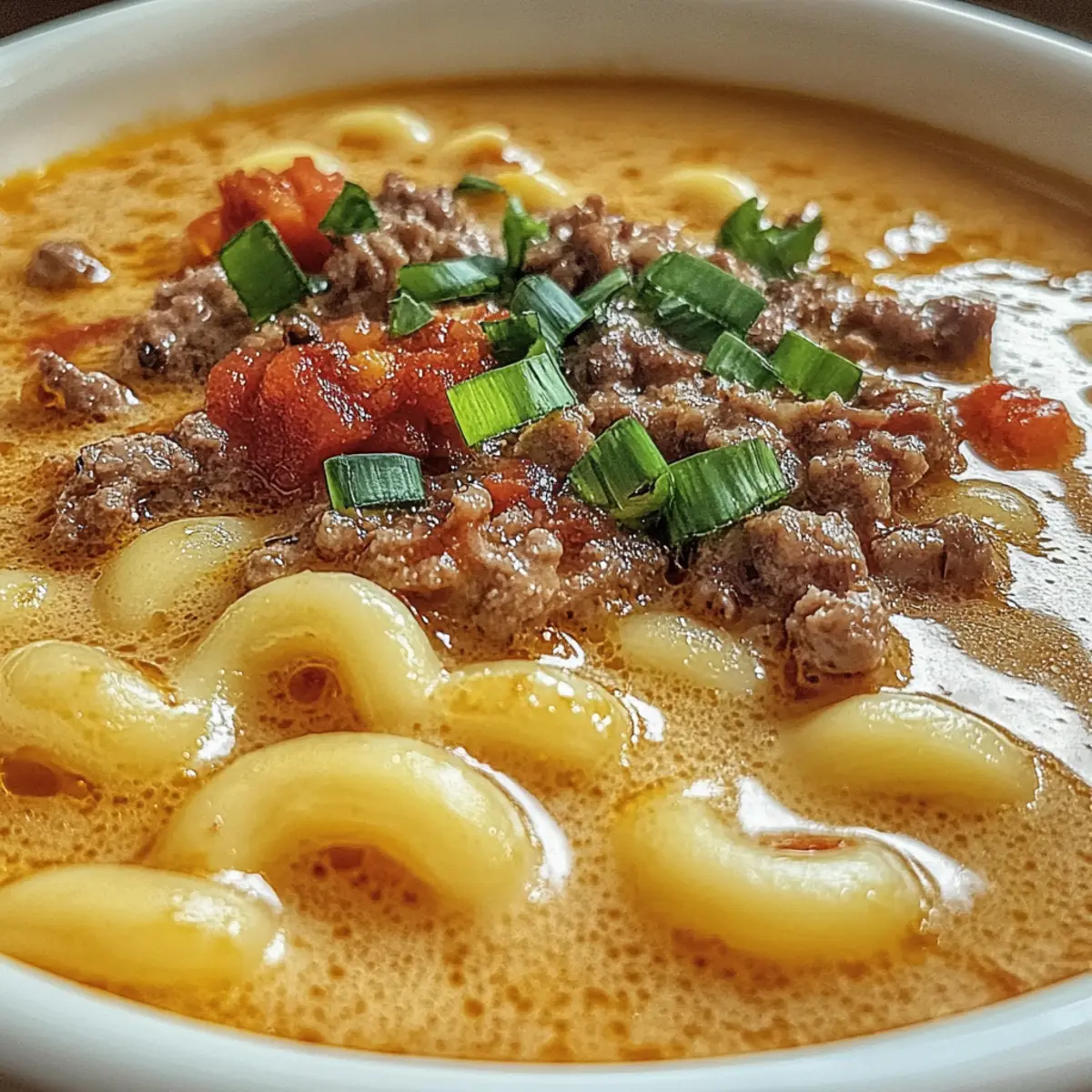 Mac & Cheese Burger Soup