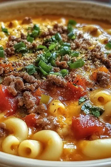 Mac & Cheese Burger Soup