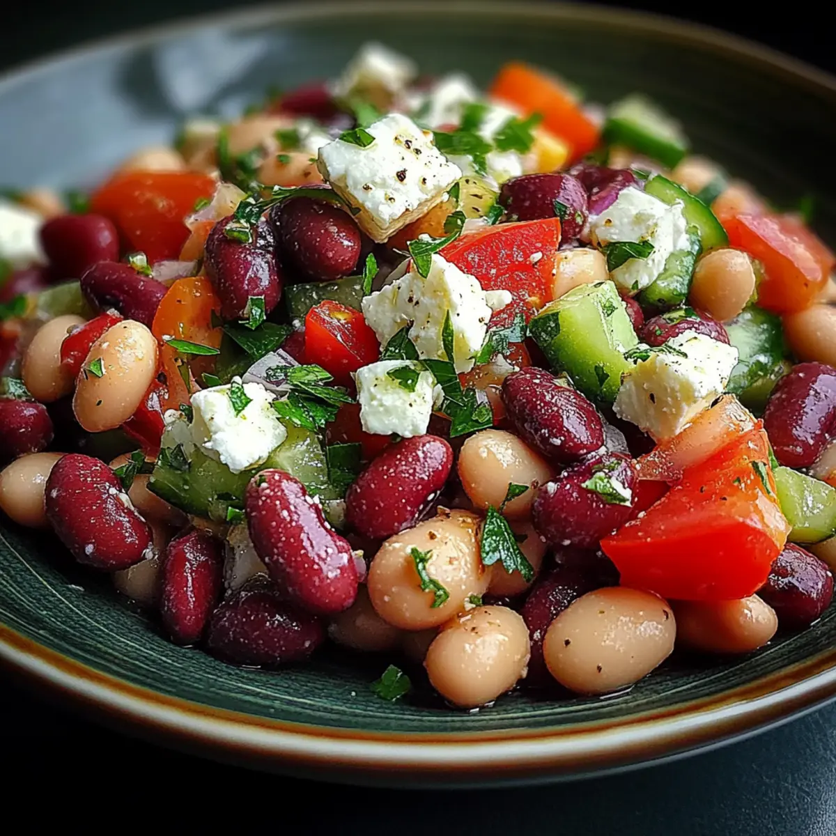 Mediterranean Bean Salad With Feta