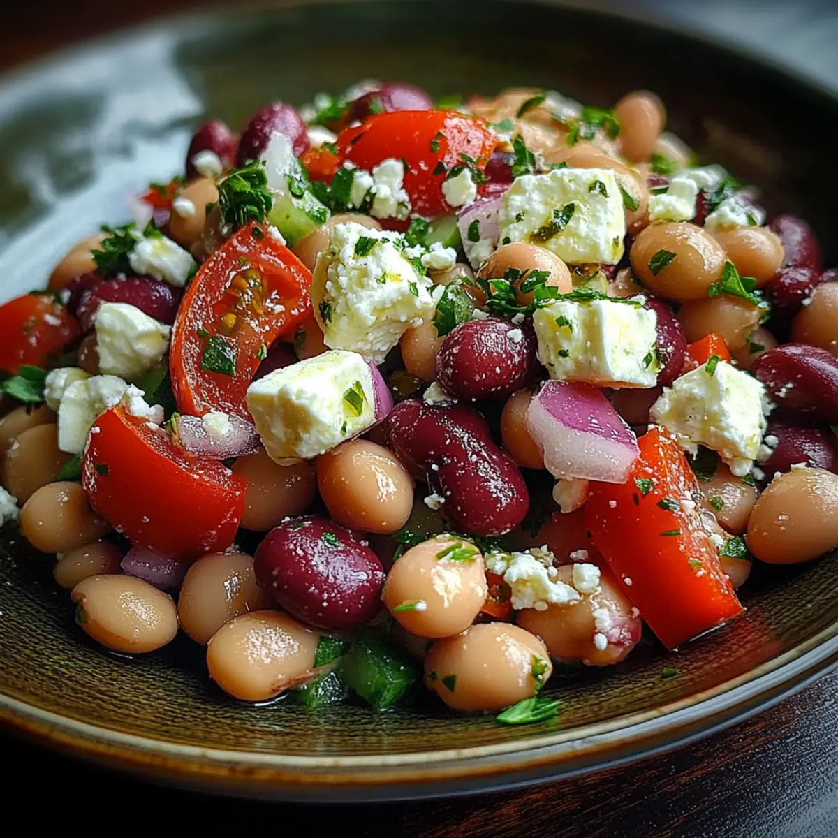Mediterranean Bean Salad With Feta