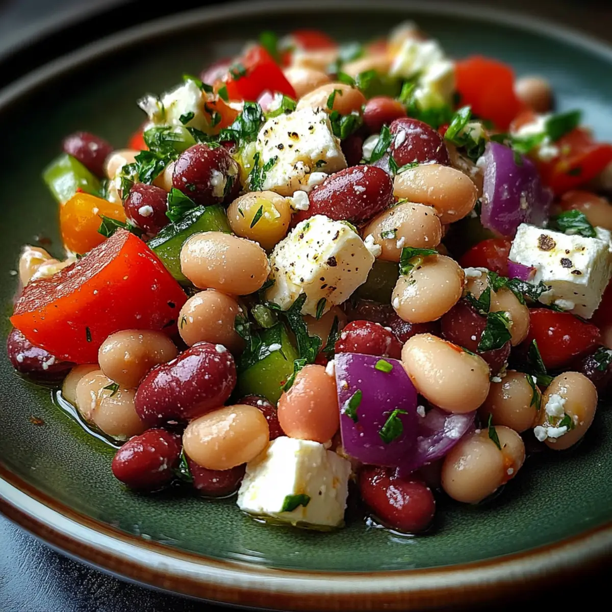 Mediterranean Bean Salad With Feta