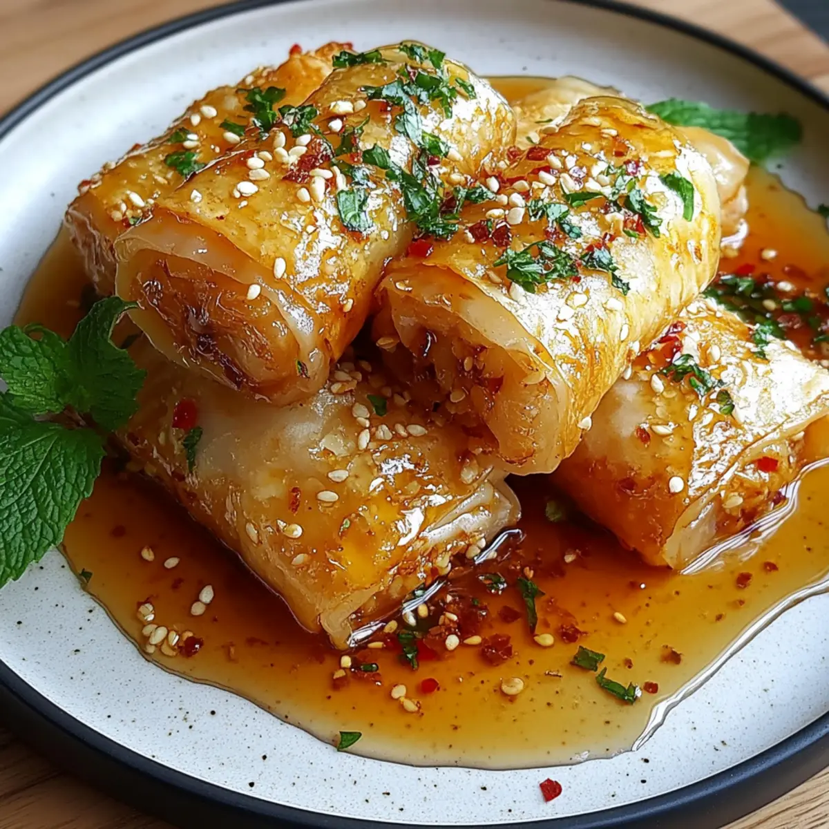 Oven Fried Feta Rolls with Chili Honey