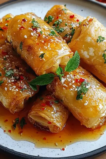 Oven Fried Feta Rolls with Chili Honey