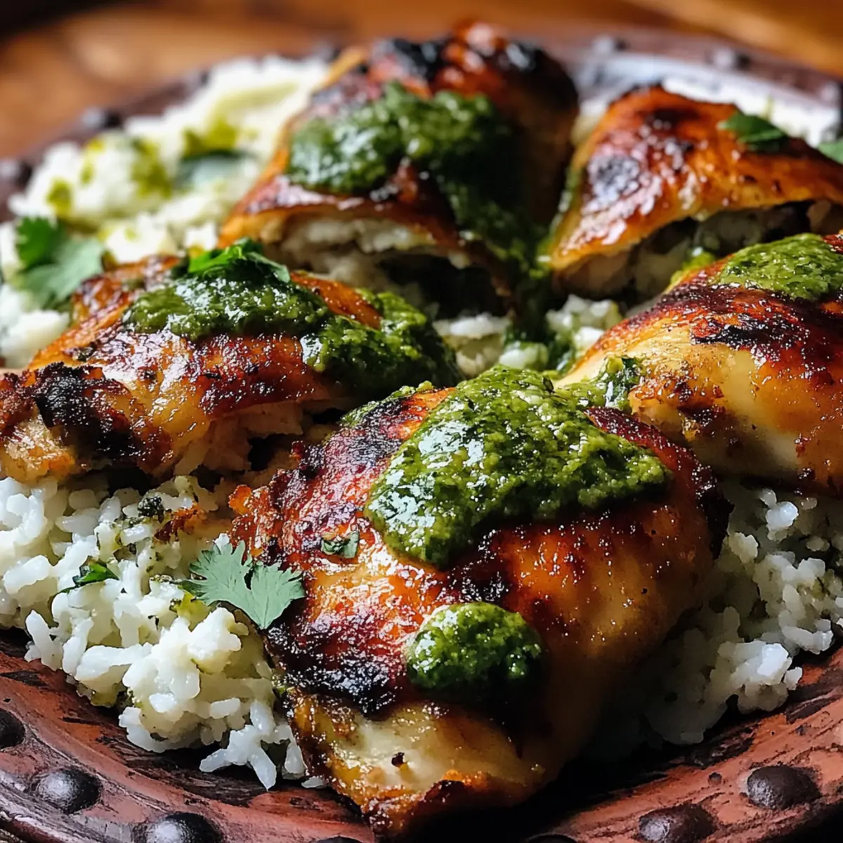 Peruvian Chicken and Rice with Green Sauce