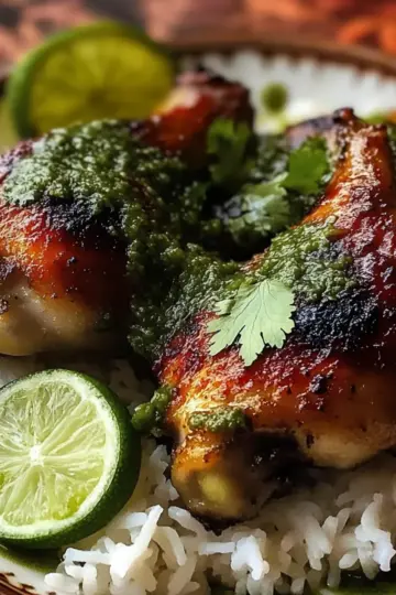 Peruvian Chicken and Rice with Green Sauce