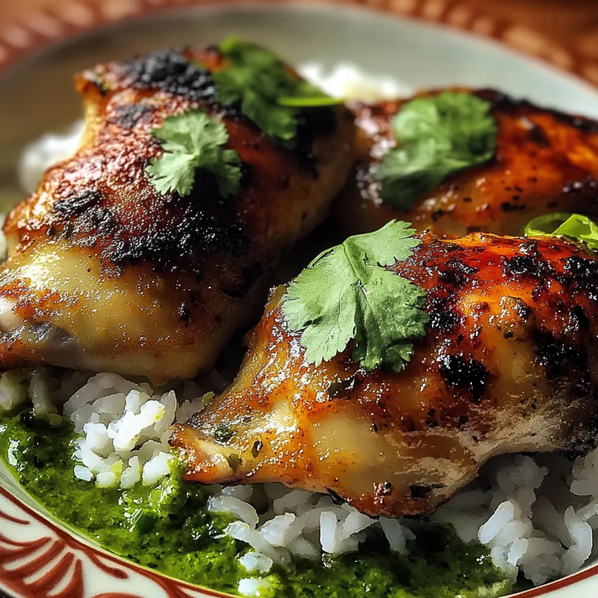 Peruvian Chicken and Rice with Green Sauce