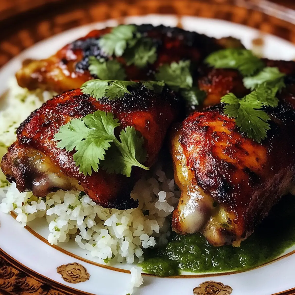 Peruvian Chicken and Rice with Green Sauce