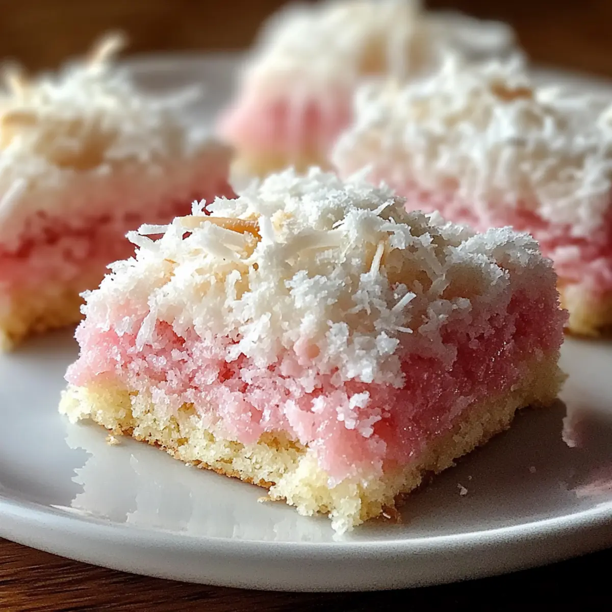 Pink Coconut Snowball Cake Bars