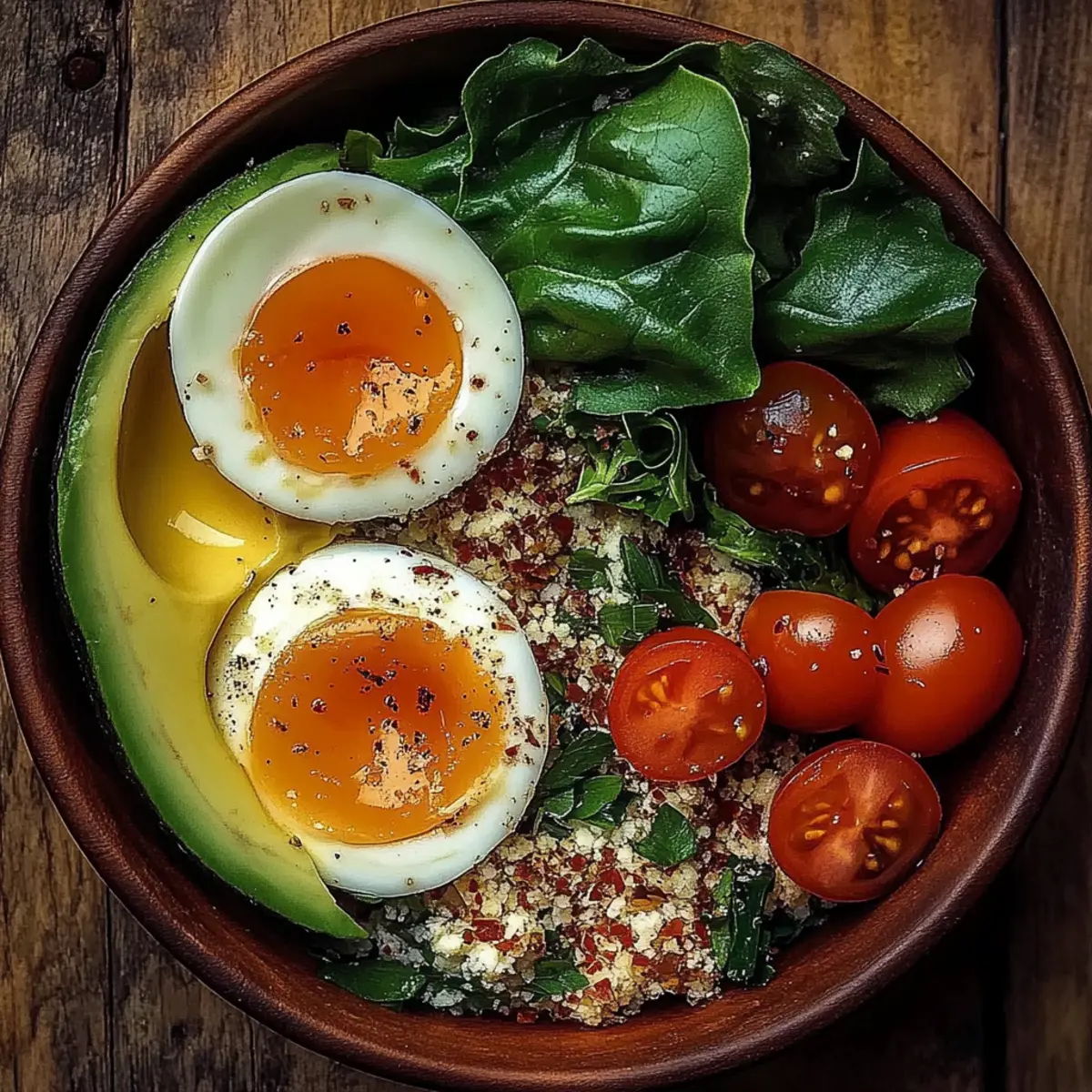 Power Salad Avocado Egg Spinach Fuel Bowl