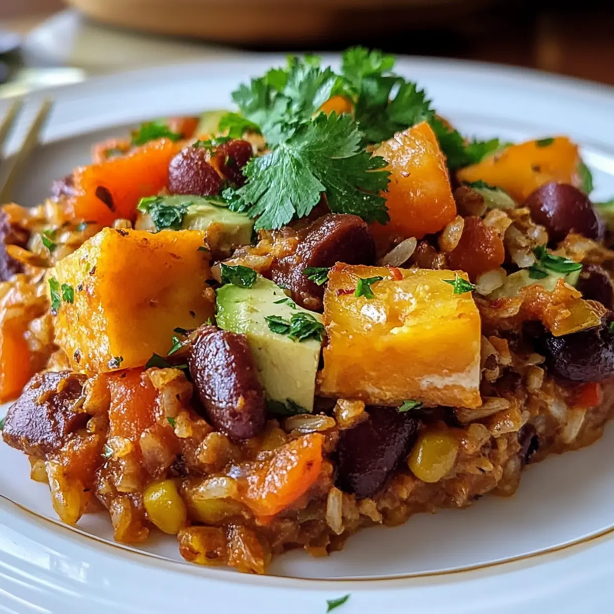 Rice and Bean Casserole with Sweet Potatoes