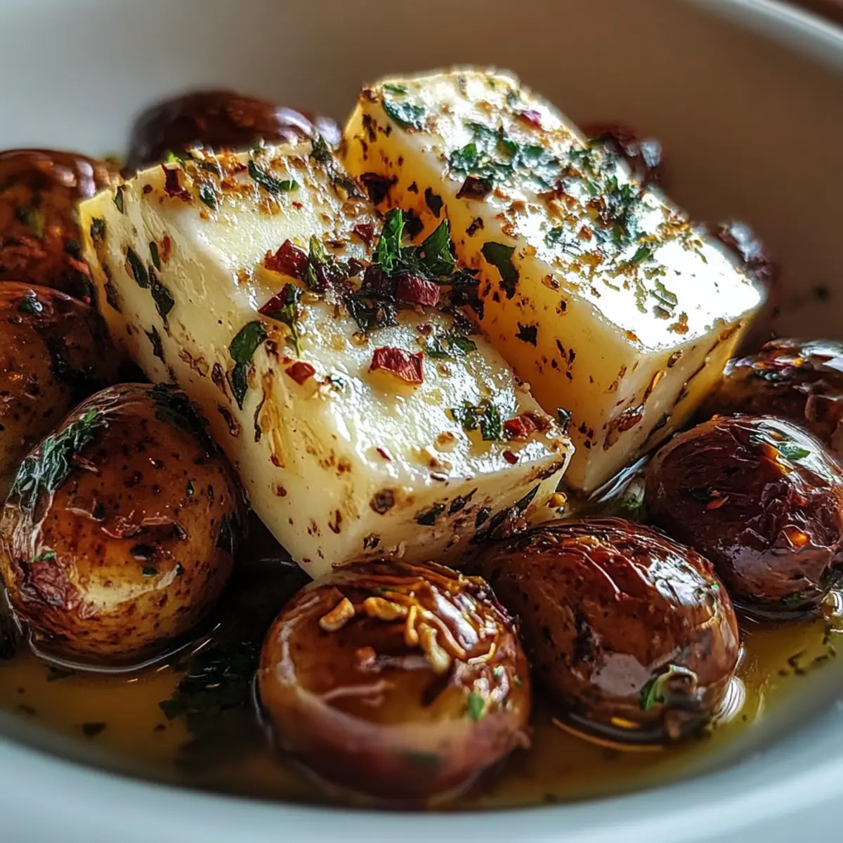 Roasted Potatoes with Baked Feta and Garlic