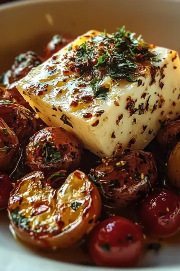 Roasted Potatoes with Baked Feta and Garlic