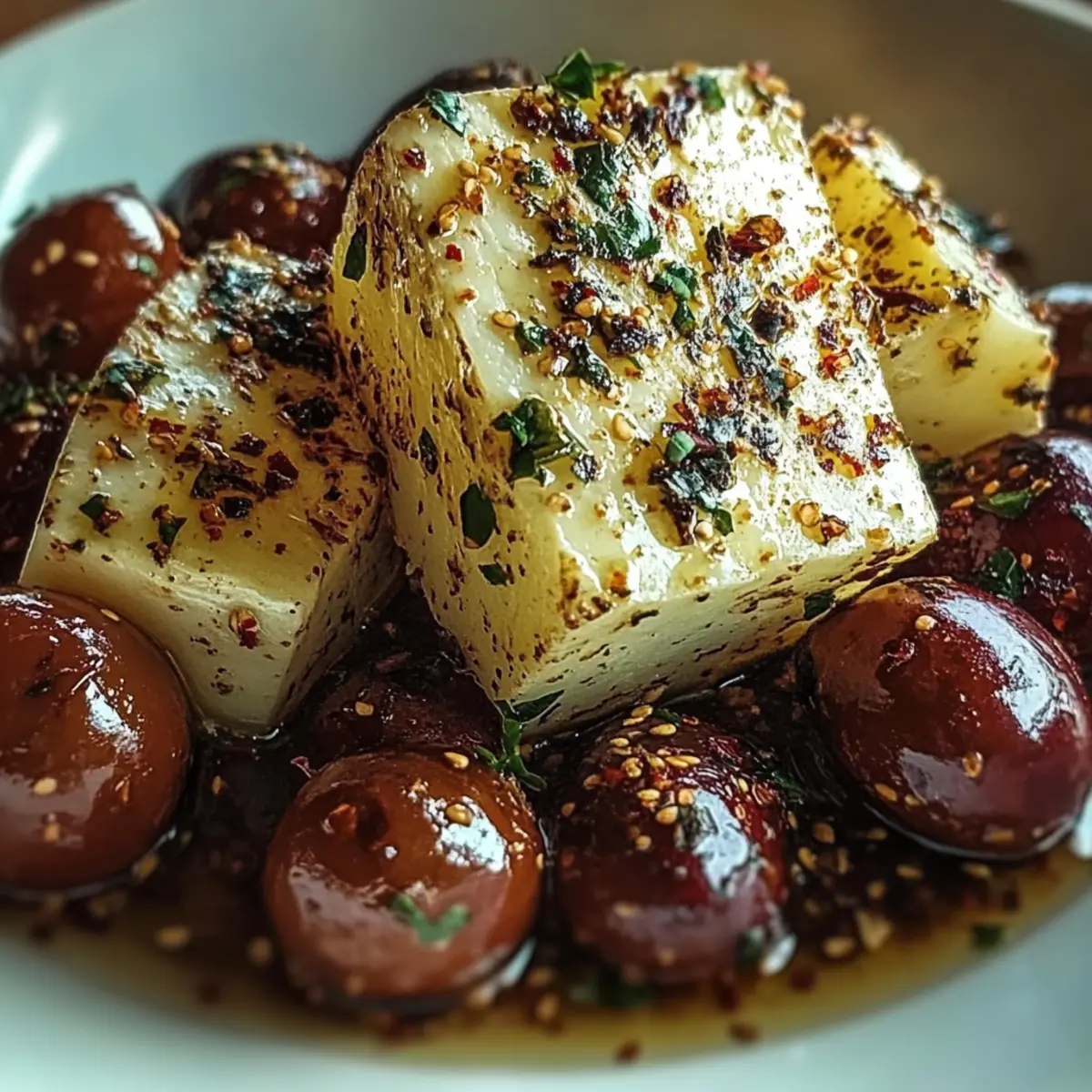 Roasted Potatoes with Baked Feta and Garlic