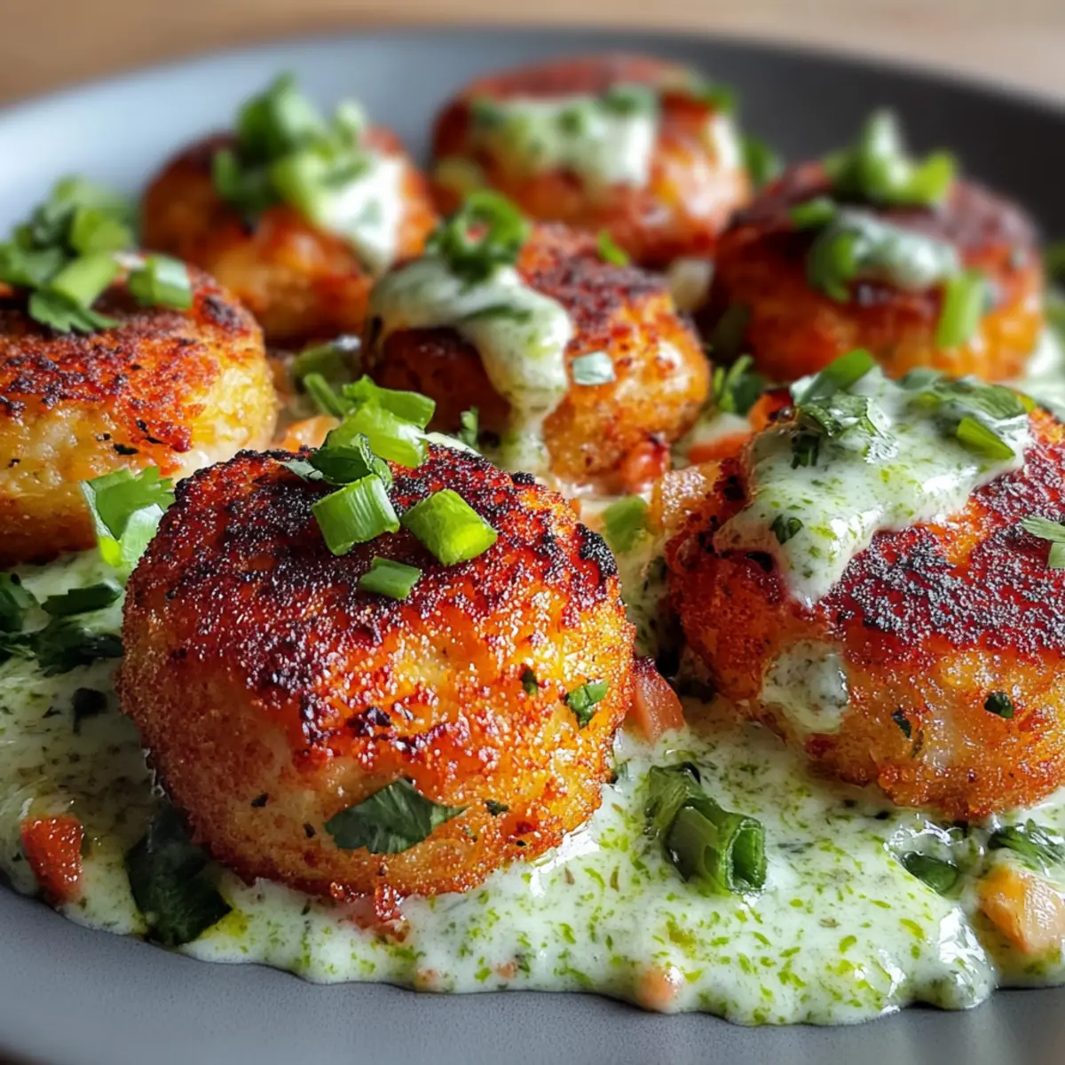Salmon Balls with Creamy Avocado Sauce