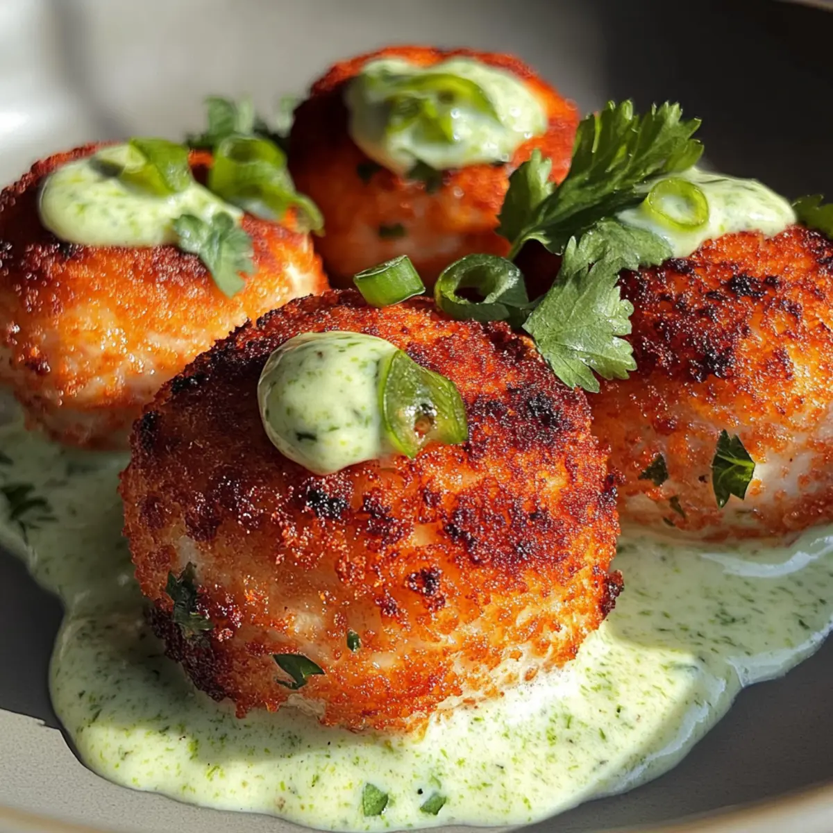 Salmon Balls with Creamy Avocado Sauce