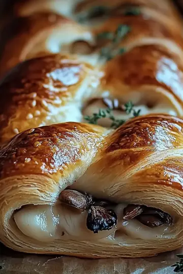 Savory Mushroom & Gruyère Puff Pastry Braid