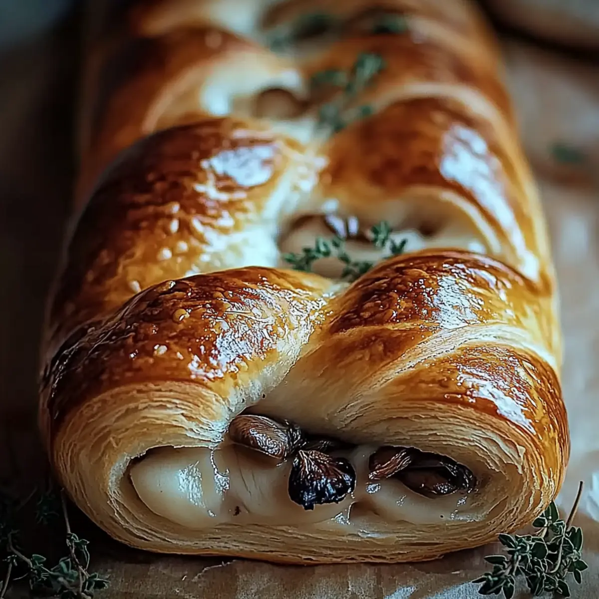 Savory Mushroom & Gruyère Puff Pastry Braid