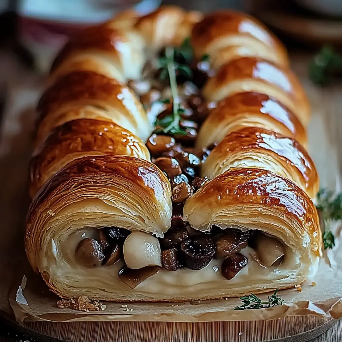 Savory Mushroom & Gruyère Puff Pastry Braid