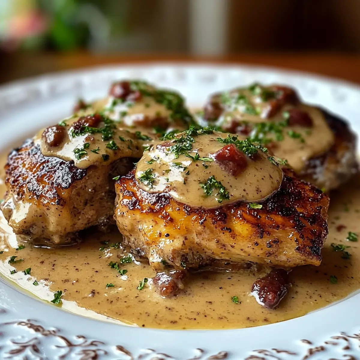 Smothered Chicken Thighs in Creamy Gravy