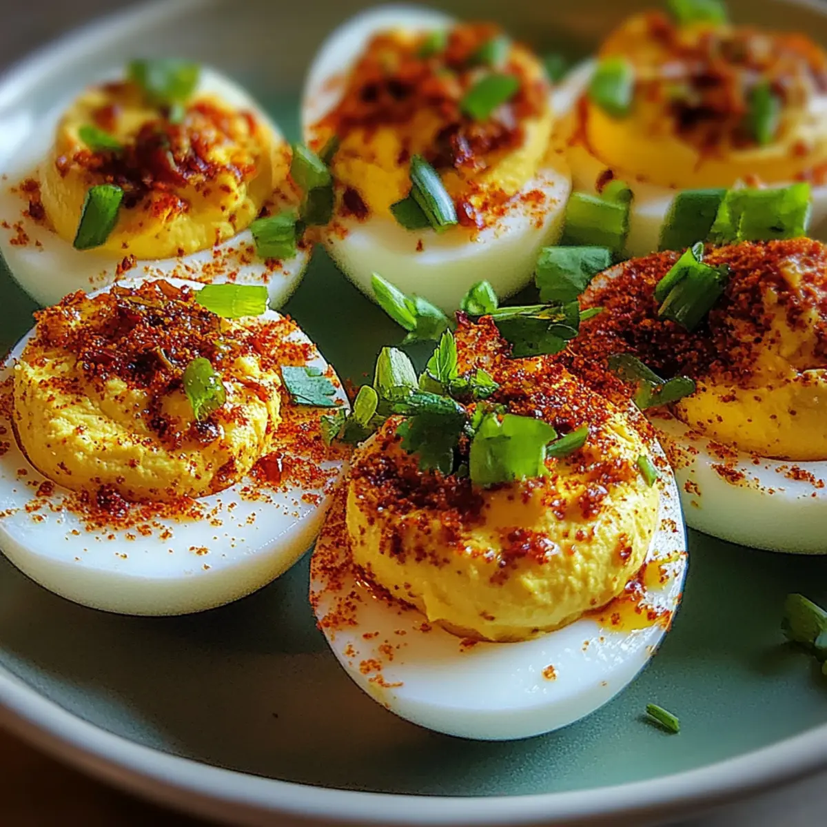 Spicy Chili Garlic Deviled Eggs
