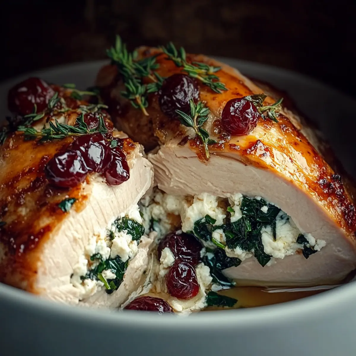Spinach & Cranberry Stuffed Chicken Breasts