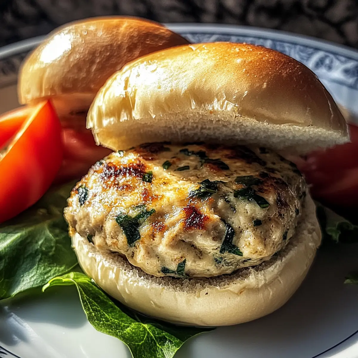 White Cheddar Spinach Chicken Burgers