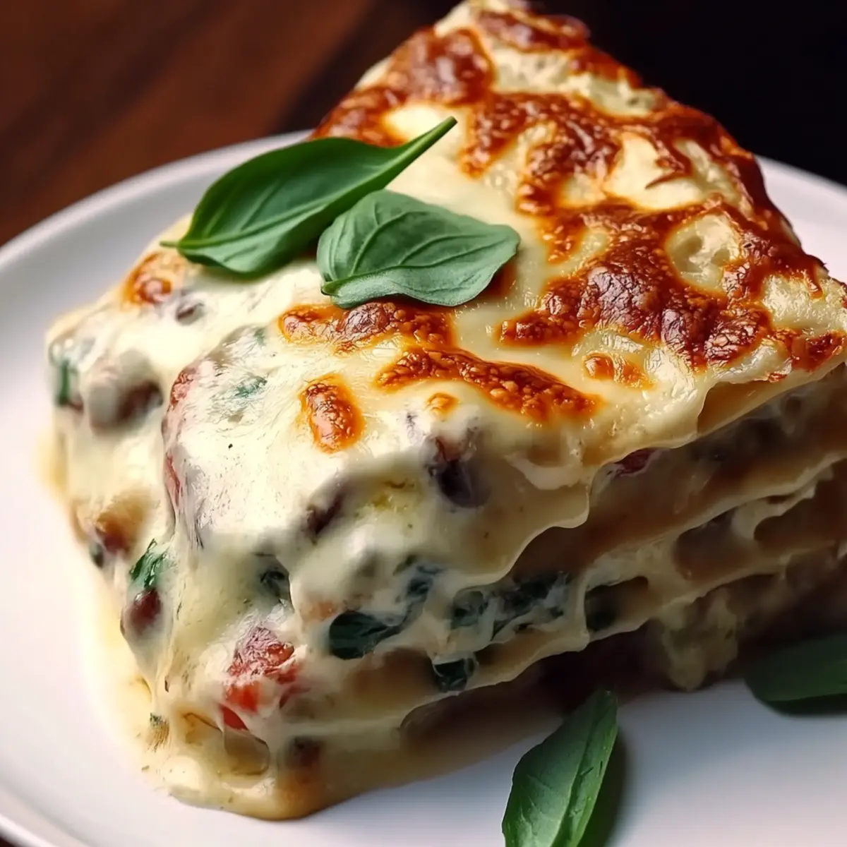 White Lasagna with Garlicky Greens & Mushrooms